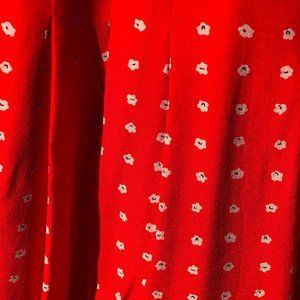 Madewell 2 Red Floral Silk Asymmetric Midi Skirt